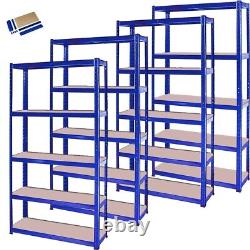 4x 1.8m 5 Tier Rack Garage Shelving Racking Metal Heavy Duty Storage Blue Ukes