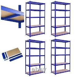 4x 1.8m 5 Tier Rack Garage Shelving Racking Metal Heavy Duty Storage Blue Ukes