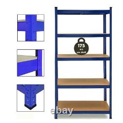 4x 1.8m 5 Tier Rack Garage Shelving Racking Metal Heavy Duty Storage Blue Ukes