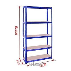 4x 1.8m 5 Tier Rack Garage Shelving Racking Metal Heavy Duty Storage Blue Ukes