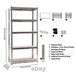 5Pcs 5 Tier Racking Shelf Heavy Duty Garage Shelving Storage Shelves Unit Home