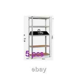 5Pcs 5 Tier Racking Shelf Heavy Duty Garage Shelving Storage Shelves Unit Home