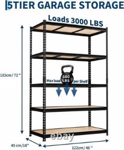 5Tier Racking Shelf Heavy Duty Garage Shelving Storage Shelves Unit 12245183cm