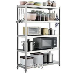 5Tier Stainless Steel Storage Shelf Heavy Duty Commercial Kitchen Food Rack