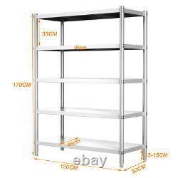 5Tier Stainless Steel Storage Shelf Heavy Duty Commercial Kitchen Food Rack