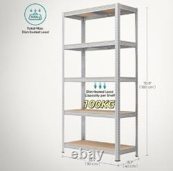 5X 5 Tier Racking Heavy Duty Garage Shelving Storage Shelves Boltless Steel Unit