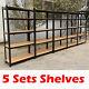 5x Garage Racking 5 Tier Shelving Unit Boltless Metal Shelf Shed Storage 150cm