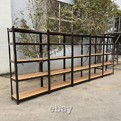 5X Garage Racking 5 Tier Shelving Unit Boltless Metal Shelf Shed Storage 150cm