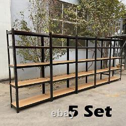 5 Set Unit Heavy Duty Boltless Metal Shelving Shelves Storage Shelf Garage Home