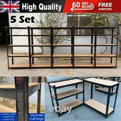 5 Sets Garage Shelving Unit 5 Tier Heavy-Duty 150x70x30cm Racking Shelf Storage