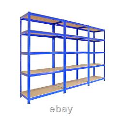 5 Tier Blue Metal Deep Wide Garage Shelves Shelving Racking Storage Adjustable