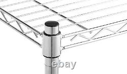 5 Tier Bookcase Stainless Steel Storage Rack Wire Shelving Unit Holds 800kg