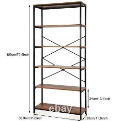 5 Tier Bookcase Storage StoryShelf Shelf Metal Frame Bookshelf Ladder Stand UK