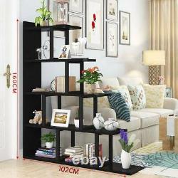 5-Tier Bookshelf Bookcase Display Shelving Unit Metal Frame Storage Ladder Shelf