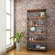 5-tier Bookshelf Industrial Style Stand Living Room Display Rack Organiser Wood