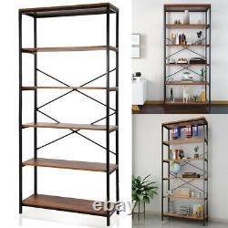 5-Tier Bookshelf Industrial Style Stand Living Room Display Rack Organiser Wood
