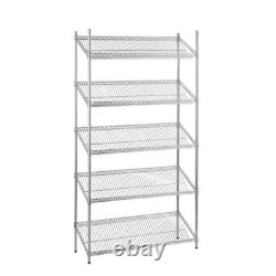 5 Tier Chrome Wire Shelving Unit with Slanted Shelves H1800 x D450mm