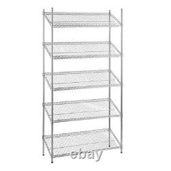 5 Tier Chrome Wire Shelving Unit with Slanted Shelves H2100 x D450mm