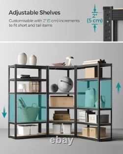 5-Tier Corner Shelf Heavy Duty Garage Shelving Steel MDF 2625kg Load Ink Black