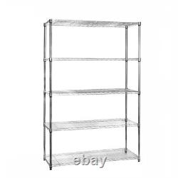 5 Tier Garage, Catering, Office, Chrome Wire Shelving Unit H1800 x W1200 x D45