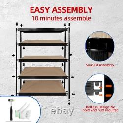 5 Tier Garage Racking Shelving Unit Boltless Heavy Duty Metal Shelf 120x60x180cm