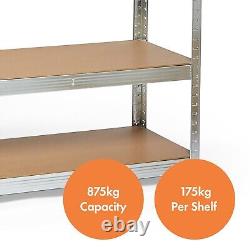 5-Tier Garage Shelving Units VonHaus Pack of 5 1.8m Rackings, 175kg Per Shelf