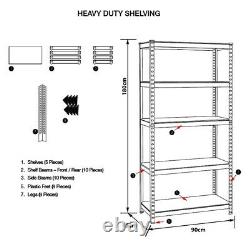 5-Tier Heavy Duty Blue Shelving Metal Shelve Rack Bolt-less Steel Shelf UKDC