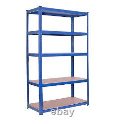 5 Tier Heavy Duty Boltless Metal Shelving Shelves Storage Unit Garage Home Blue
