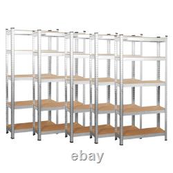 5 Tier Heavy Duty Garage Shelving Galvanised Steel Storage Racking Boltless