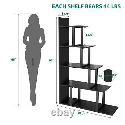 5 Tier Heavy Duty Ladder Shelf Corner Bookcase Bookshelf L Shape Storage Rack