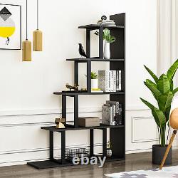 5 Tier Heavy Duty Ladder Shelf Corner Bookcase Bookshelf L Shape Storage Rack
