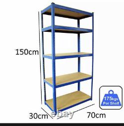 5 Tier Heavy Duty Metal Shelving Shelves Storage Unit Garage Home Blue