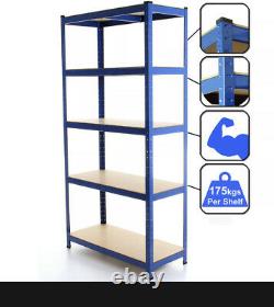 5 Tier Heavy Duty Metal Shelving Shelves Storage Unit Garage Home Blue