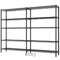 5-Tier Heavy Duty Metal Shelving Unit-Adjustable Double-Row Storage Rack