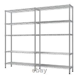 5-Tier Heavy Duty Metal Shelving Unit-Adjustable Double-Row Storage Rack