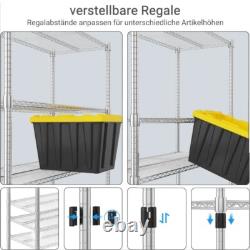 5 Tier Heavy Duty Metal Storage Rack Shelving Wire Shelf with Wheels 208x91x45cm