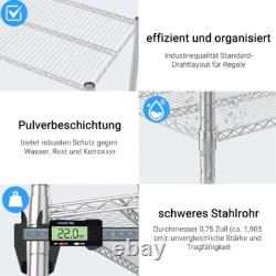 5 Tier Heavy Duty Metal Storage Rack Shelving Wire Shelf with Wheels 208x91x45cm