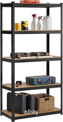 5-Tier Heavy-Duty Racking 180 X 90 X 45Cm Storage Shelves Black