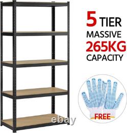 5-Tier Heavy-Duty Racking 180 X 90 X 45Cm Storage Shelves Black