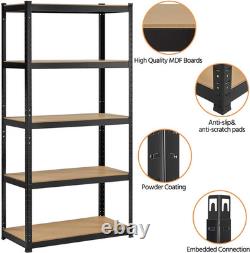 5-Tier Heavy-Duty Racking 180 X 90 X 45Cm Storage Shelves Black