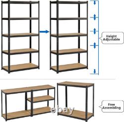 5-Tier Heavy-Duty Racking 180 X 90 X 45Cm Storage Shelves Black