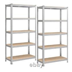 5-Tier Heavy-Duty Shelving Units Set of 2 Adjustable Steel Storage for Garage