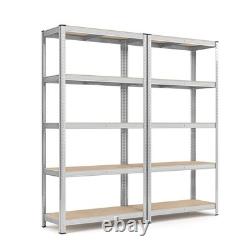 5-Tier Heavy-Duty Shelving Units Set of 2 Adjustable Steel Storage for Garage