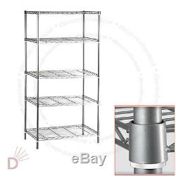 5 Tier Heavy Duty Steel Kitchen Garage Storage Shelving Shelf Rack UKDC