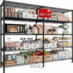 5 Tier Heavy Duty Wire Shelving Units Metal Storage Rack Kitchen 152x35.5x182cm
