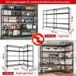 5 Tier Heavy Duty Wire Shelving Units Metal Storage Rack Kitchen 152x35.5x182cm