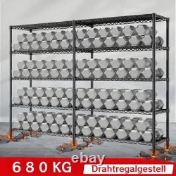 5 Tier Heavy Duty Wire Shelving Units Metal Storage Rack Kitchen 152x35.5x182cm