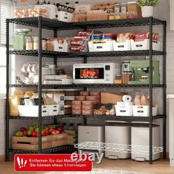 5 Tier Heavy Duty Wire Shelving Units Metal Storage Rack Kitchen 152x35.5x182cm