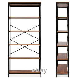5 Tier Ladder Metal Bookcase Storage StoryShelf Frame Bookshelf Ladder Stand UK