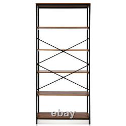 5 Tier Ladder Shelf Bookcase Industrial Storage Rack Metal Frame Display Stand